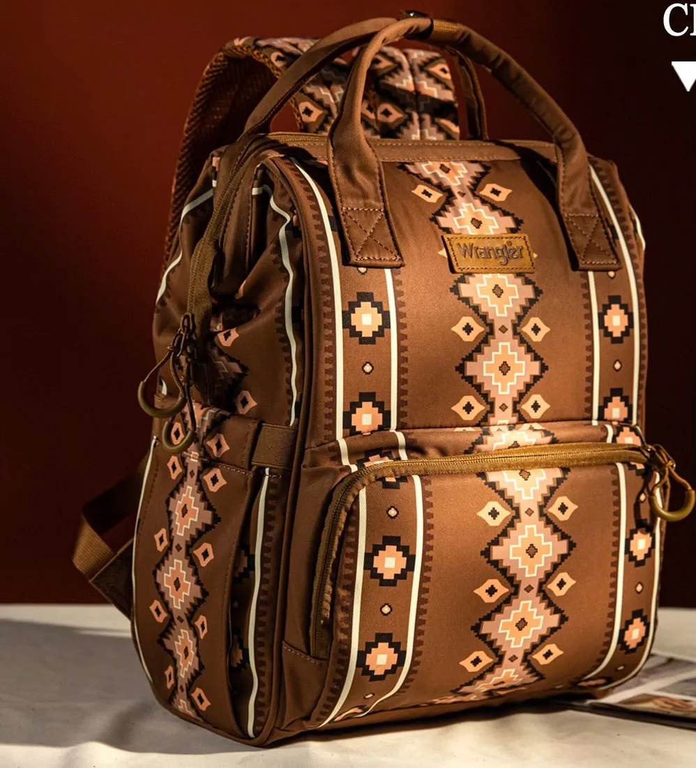 Wrangler Southwestern Pattern Dual Sided Print Multi-Function Backpack