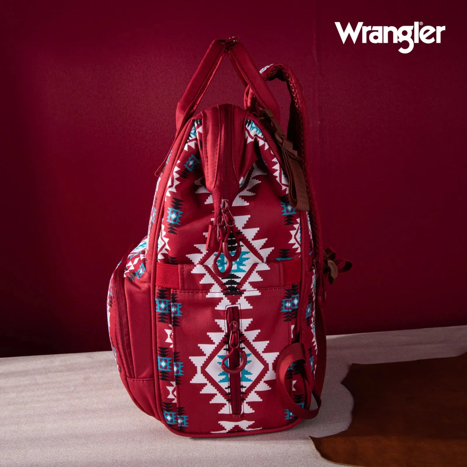 Wrangler Southwestern Pattern Dual Sided Print Multi-Function Backpack