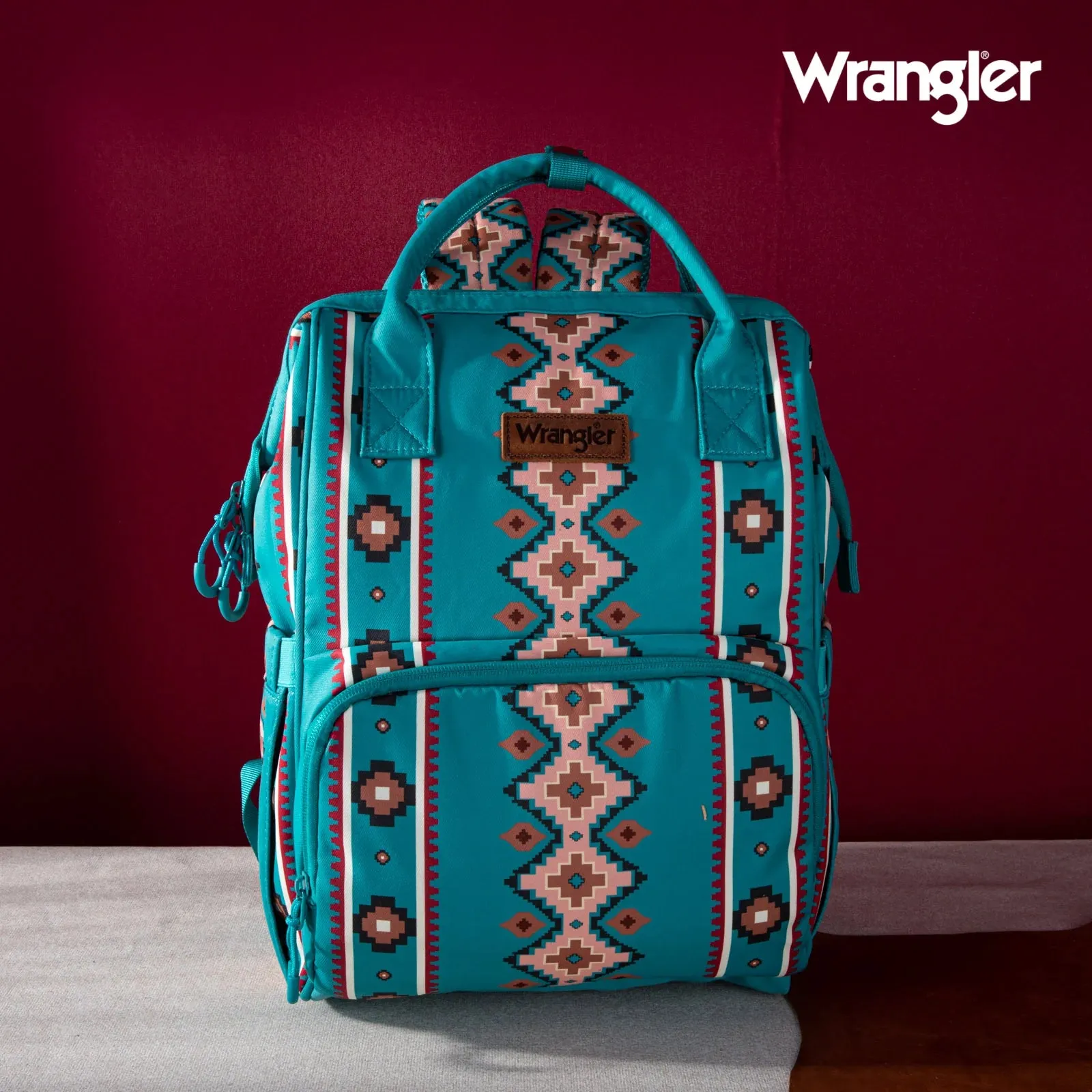 Wrangler Southwestern Pattern Dual Sided Print Multi-Function Backpack