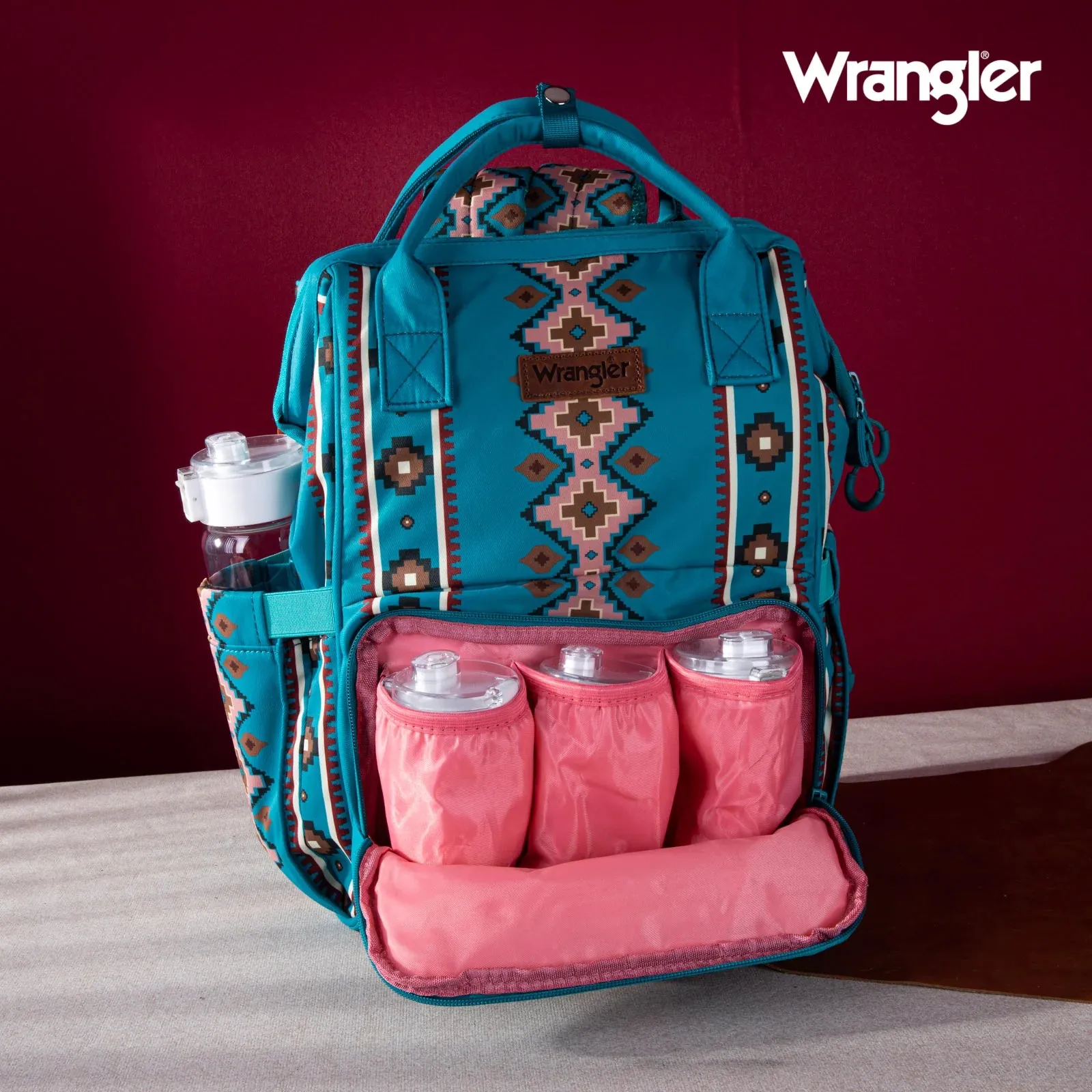 Wrangler Southwestern Pattern Dual Sided Print Multi-Function Backpack
