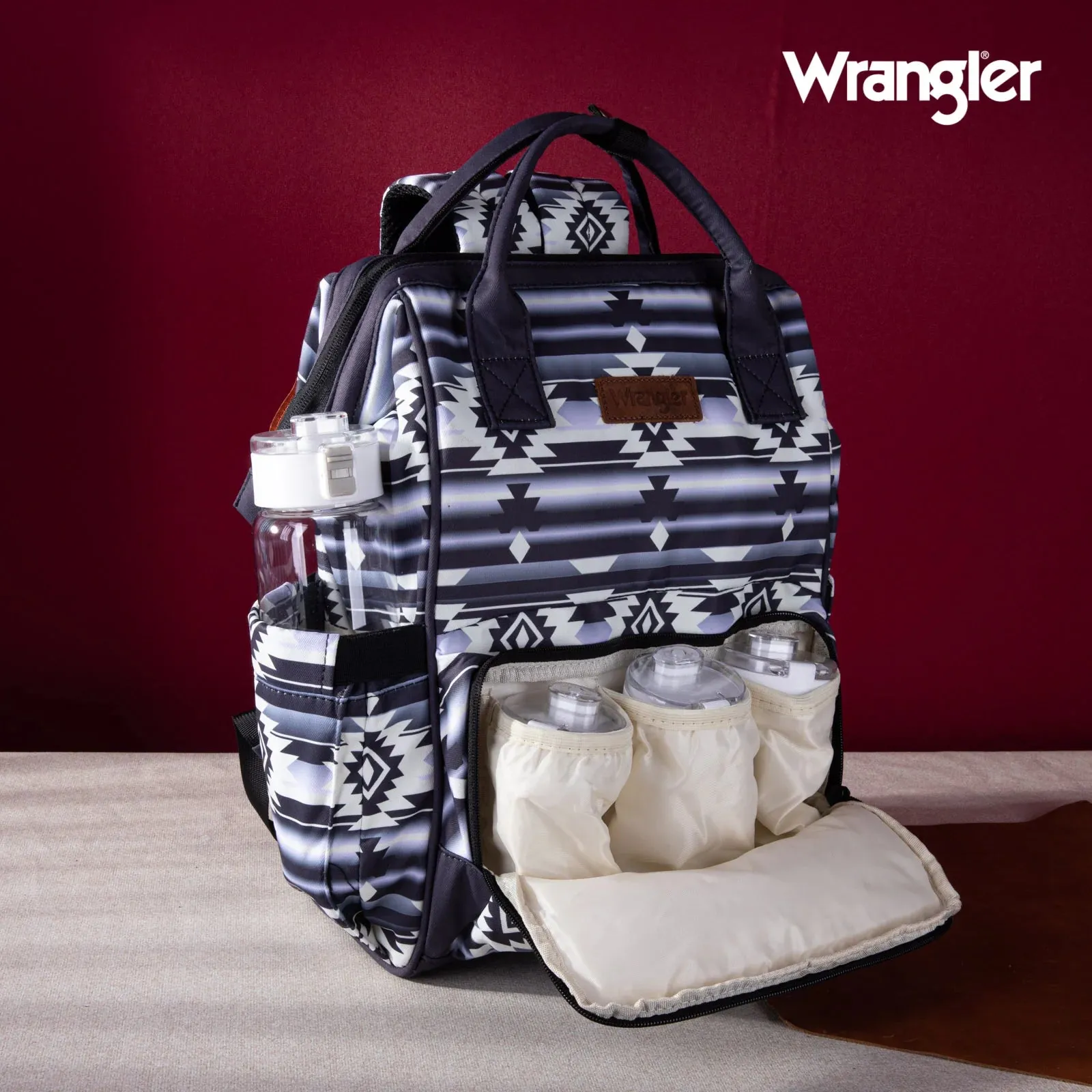 Wrangler Southwestern Pattern Dual Sided Print Multi-Function Backpack