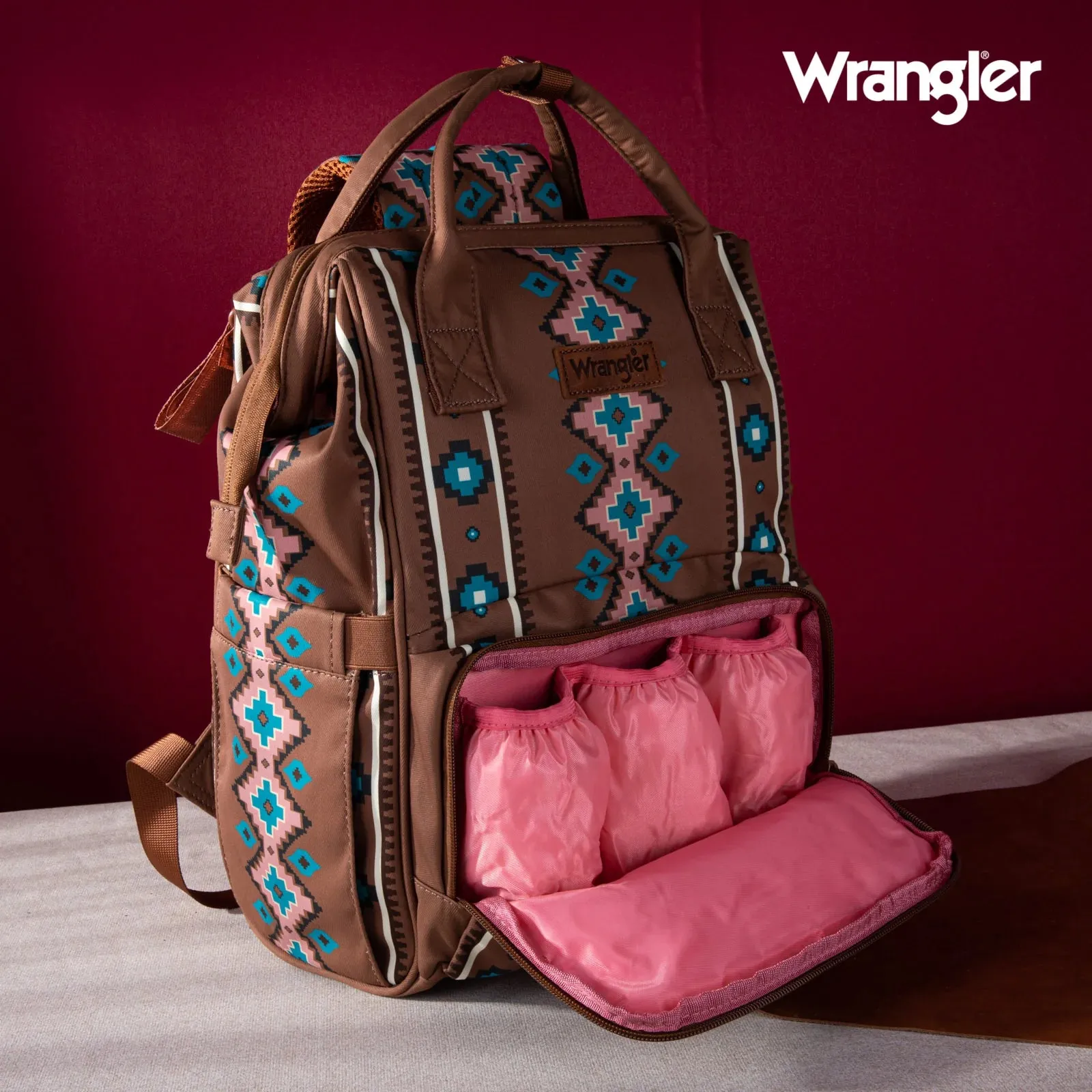 Wrangler Southwestern Pattern Dual Sided Print Multi-Function Backpack