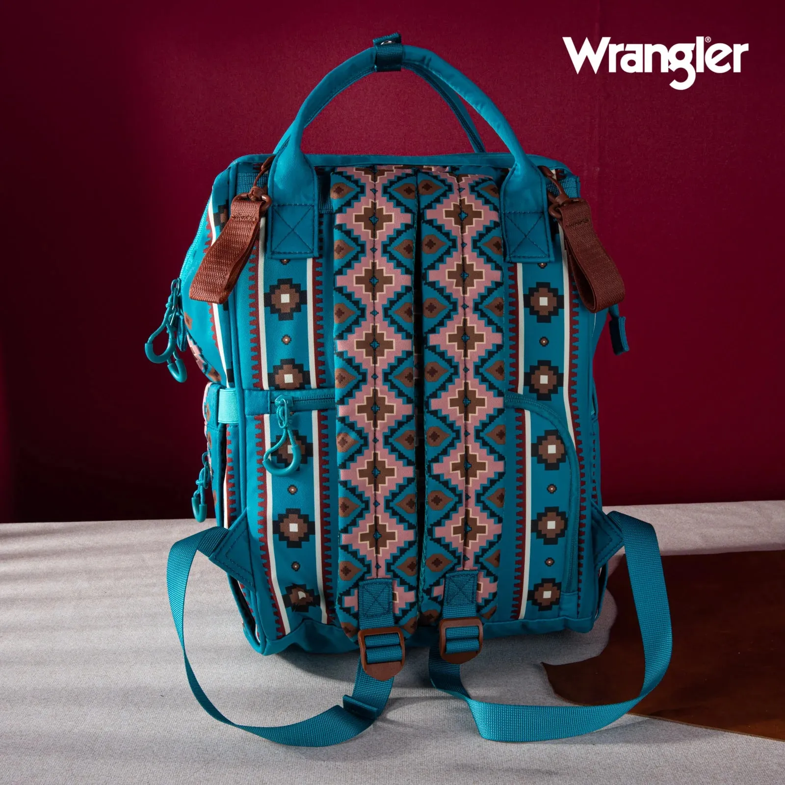 Wrangler Southwestern Pattern Dual Sided Print Multi-Function Backpack