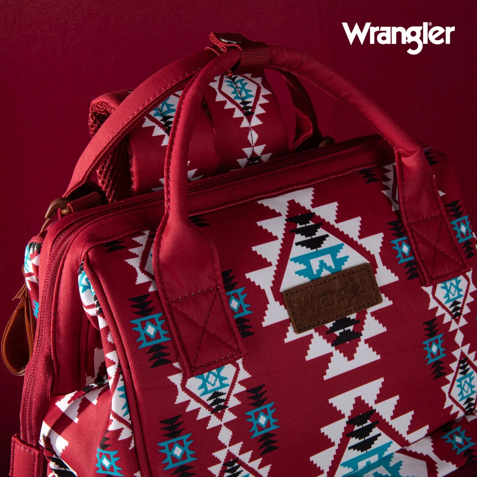 Wrangler Southwestern Pattern Dual Sided Print Multi-Function Backpack