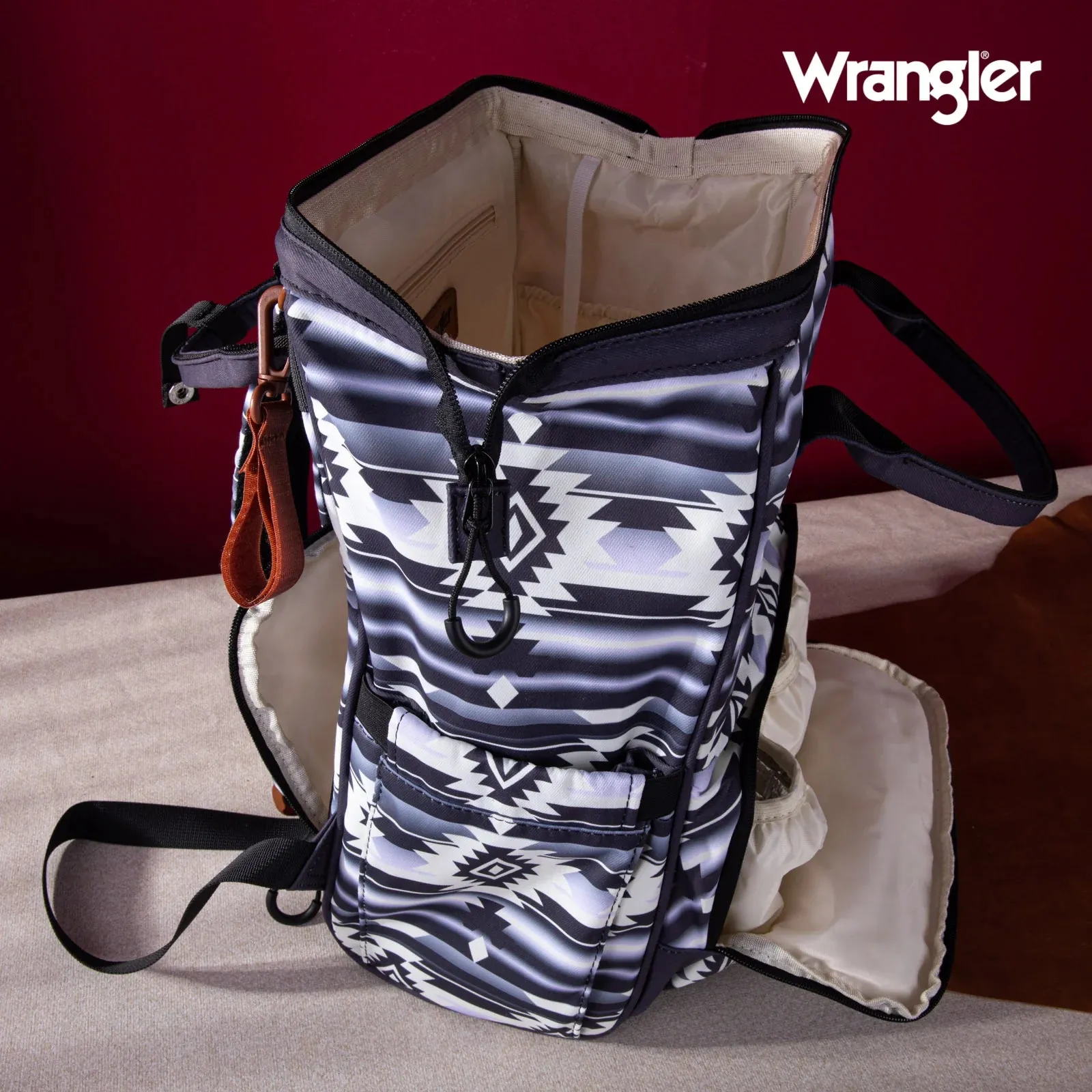 Wrangler Southwestern Pattern Dual Sided Print Multi-Function Backpack