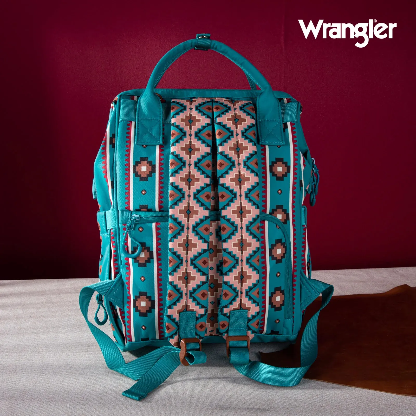 Wrangler Southwestern Pattern Dual Sided Print Multi-Function Backpack
