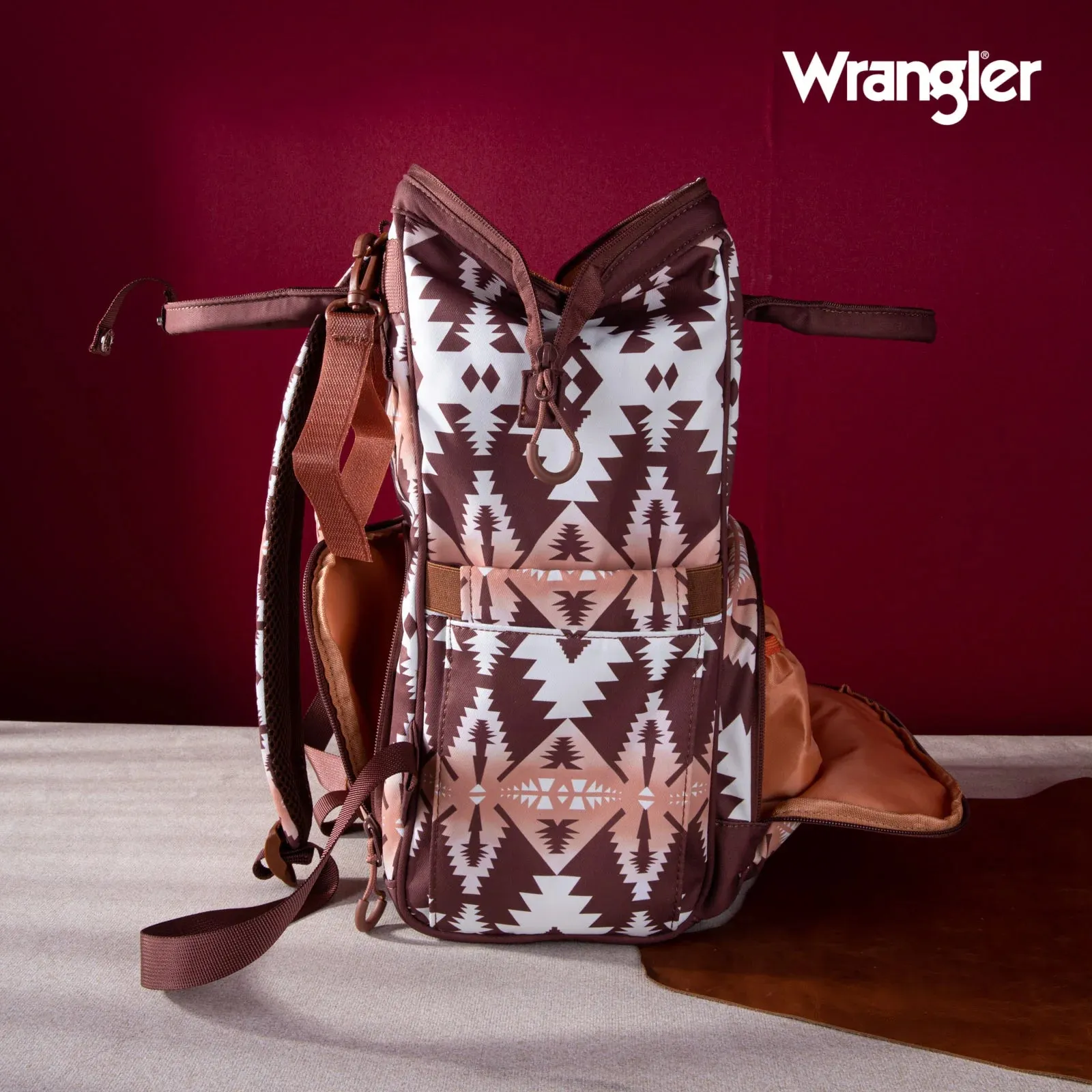 Wrangler Southwestern Pattern Dual Sided Print Multi-Function Backpack