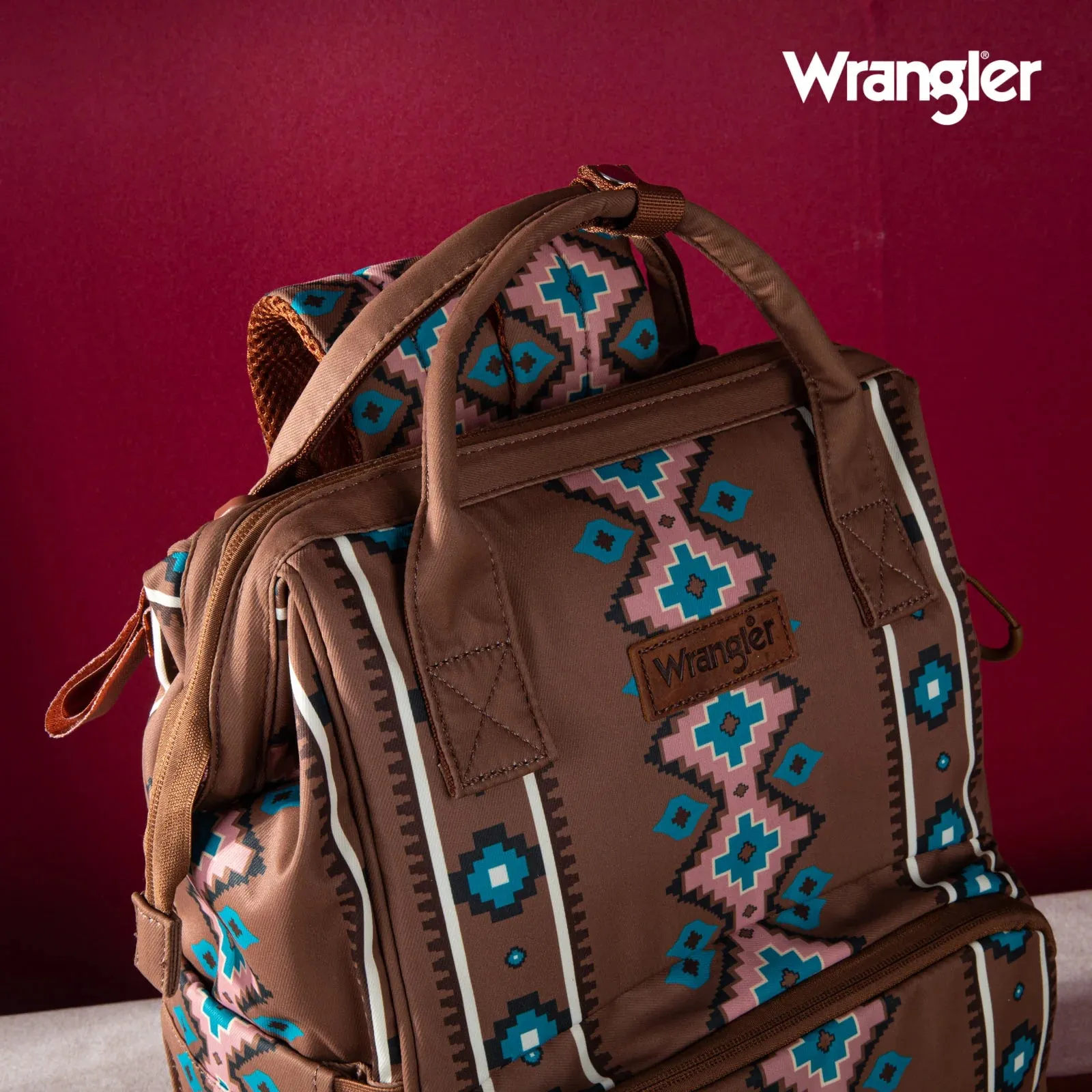 Wrangler Southwestern Pattern Dual Sided Print Multi-Function Backpack