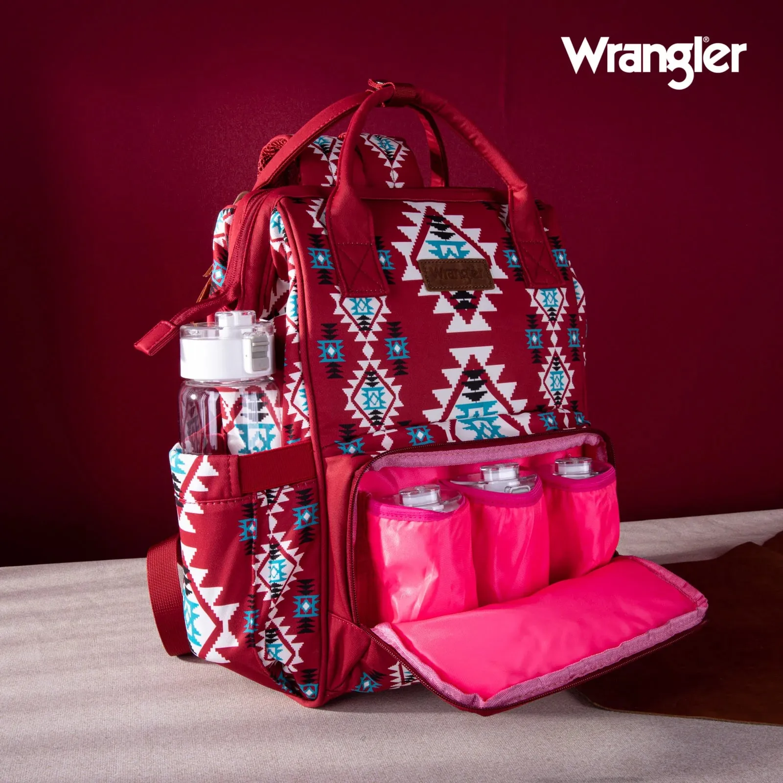 Wrangler Southwestern Pattern Dual Sided Print Multi-Function Backpack