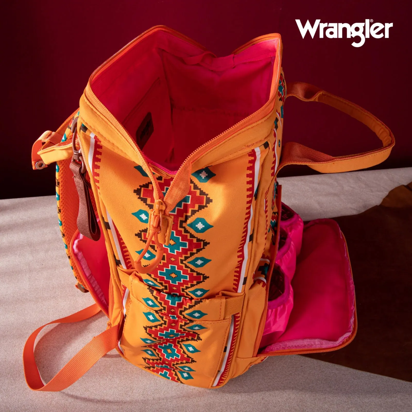 Wrangler Southwestern Pattern Dual Sided Print Multi-Function Backpack