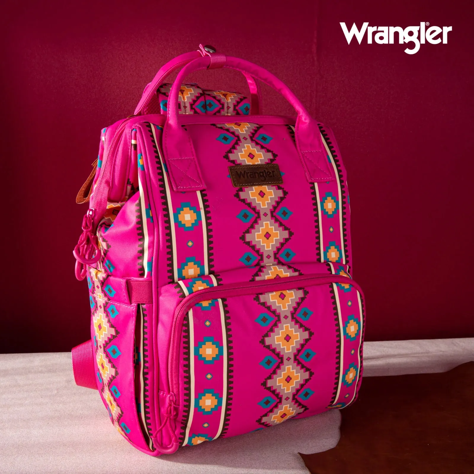 Wrangler Southwestern Pattern Dual Sided Print Multi-Function Backpack