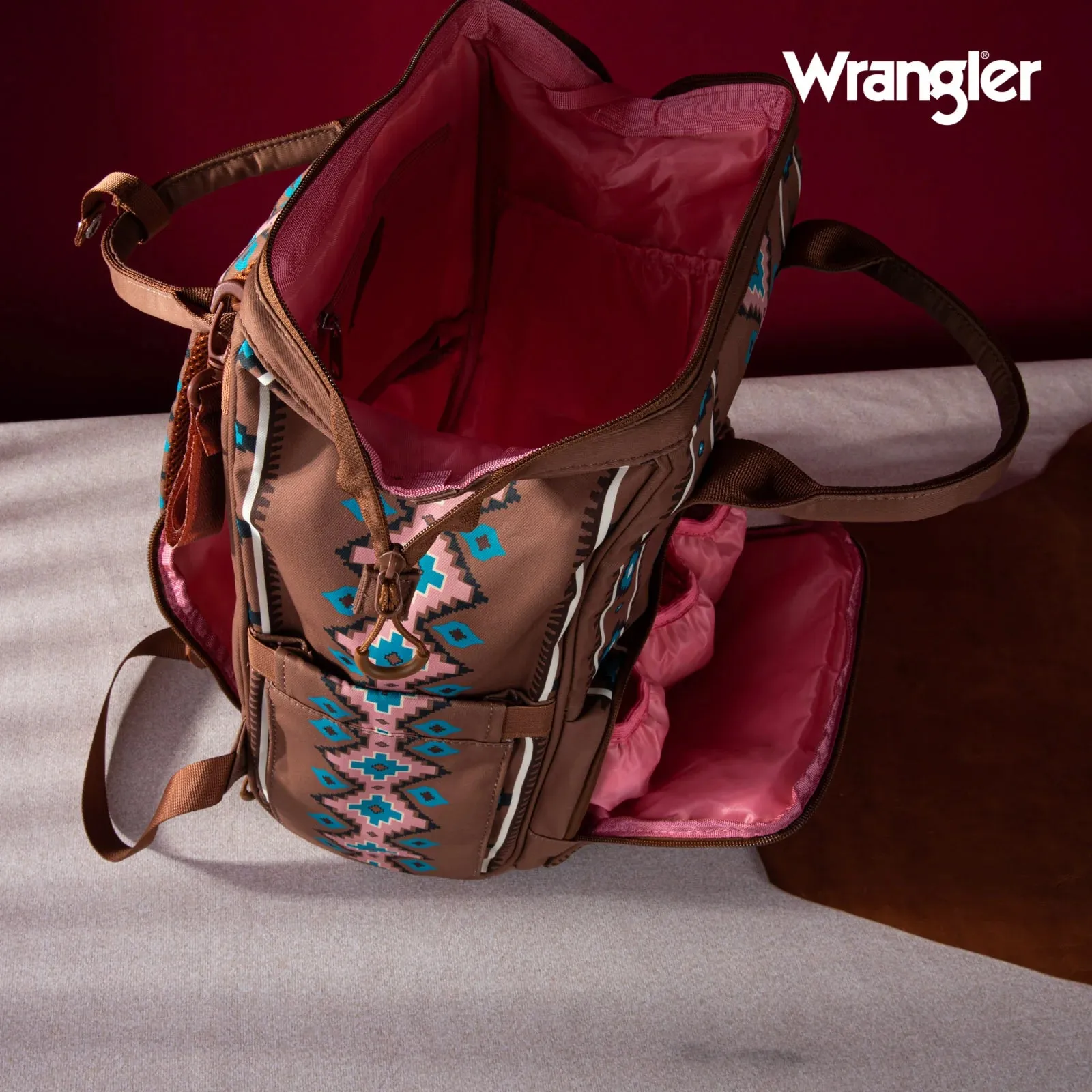 Wrangler Southwestern Pattern Dual Sided Print Multi-Function Backpack