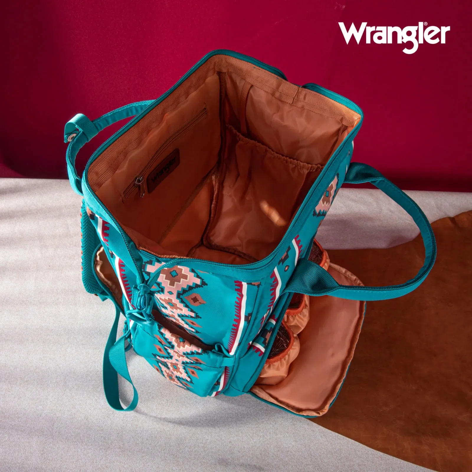 Wrangler Southwestern Pattern Dual Sided Print Multi-Function Backpack