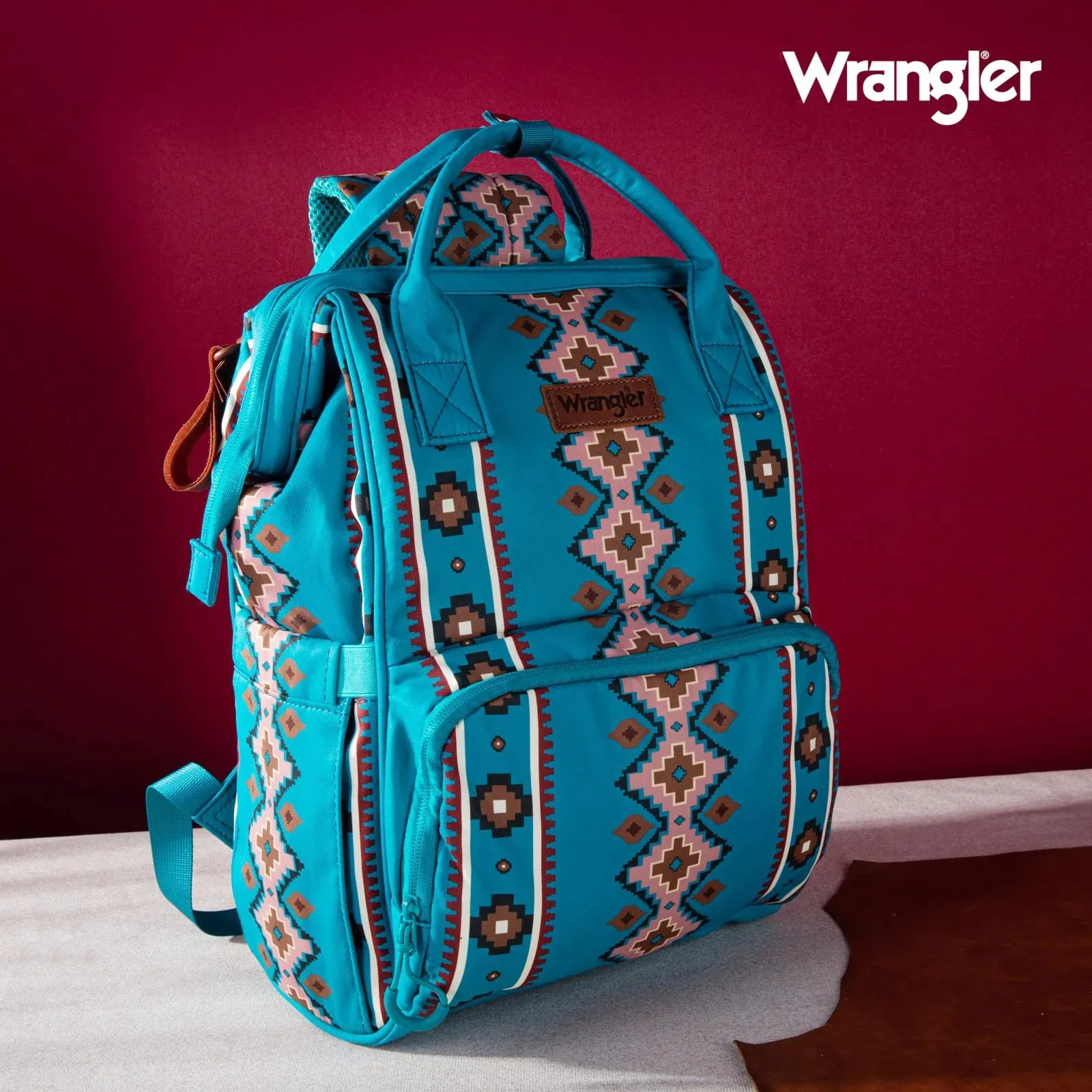Wrangler Southwestern Pattern Dual Sided Print Multi-Function Backpack