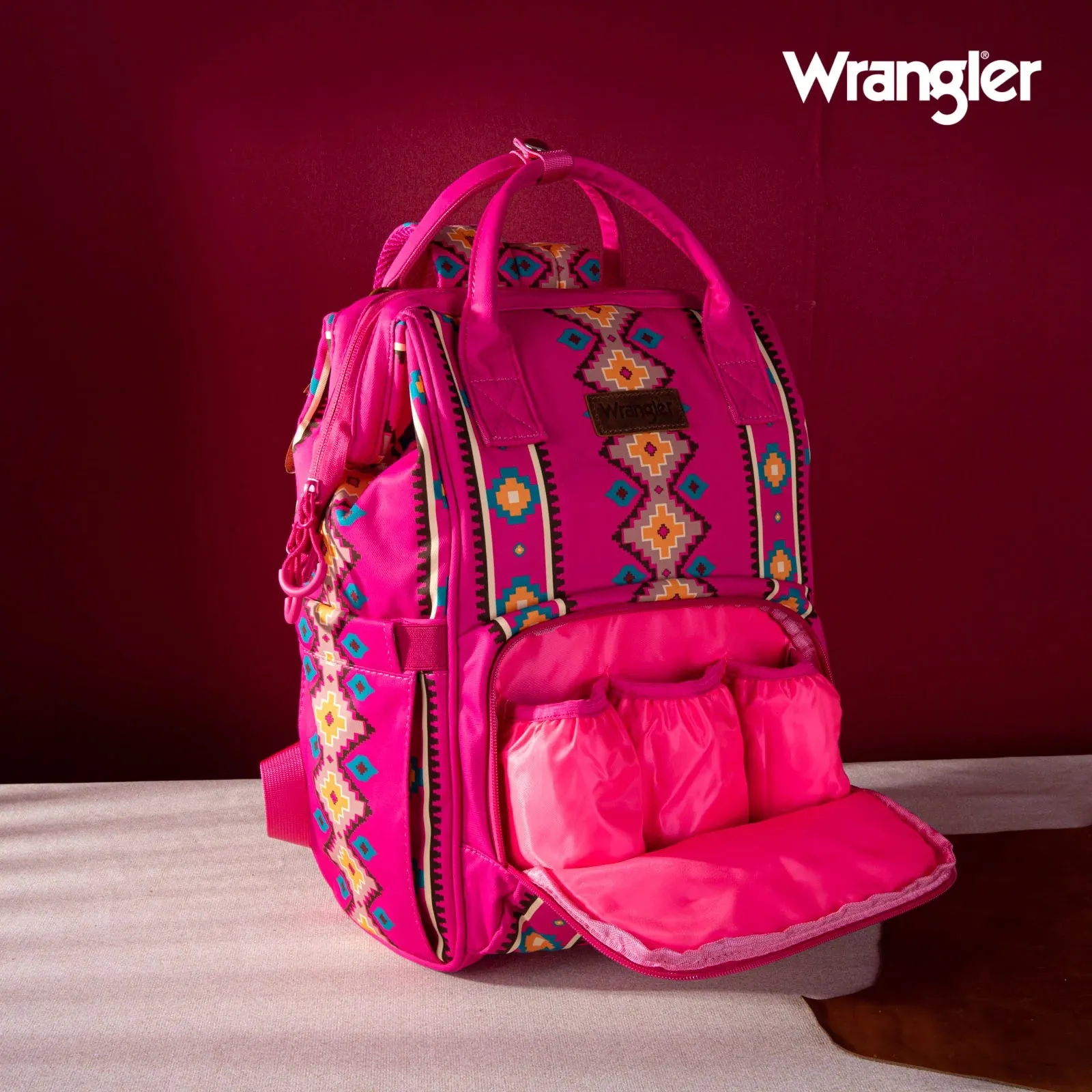 Wrangler Southwestern Pattern Dual Sided Print Multi-Function Backpack