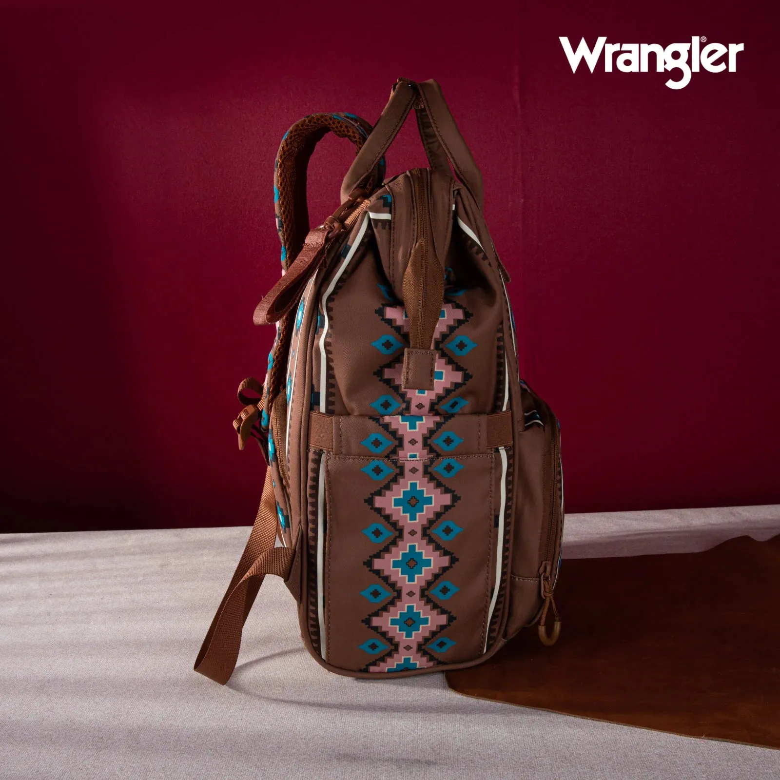 Wrangler Southwestern Pattern Dual Sided Print Multi-Function Backpack