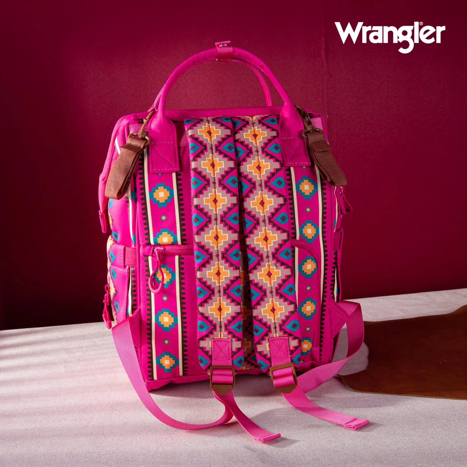 Wrangler Southwestern Pattern Dual Sided Print Multi-Function Backpack