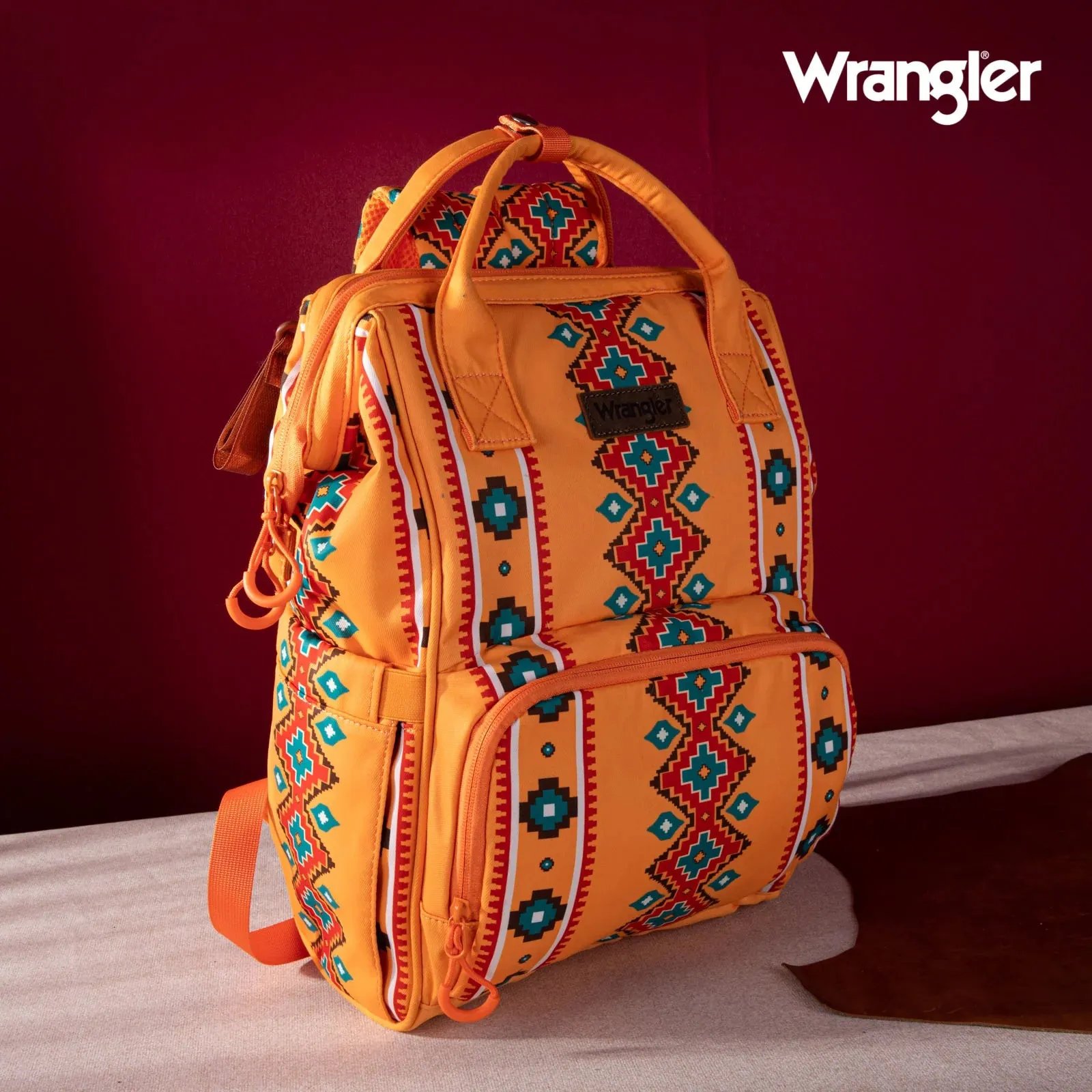 Wrangler Southwestern Pattern Dual Sided Print Multi-Function Backpack