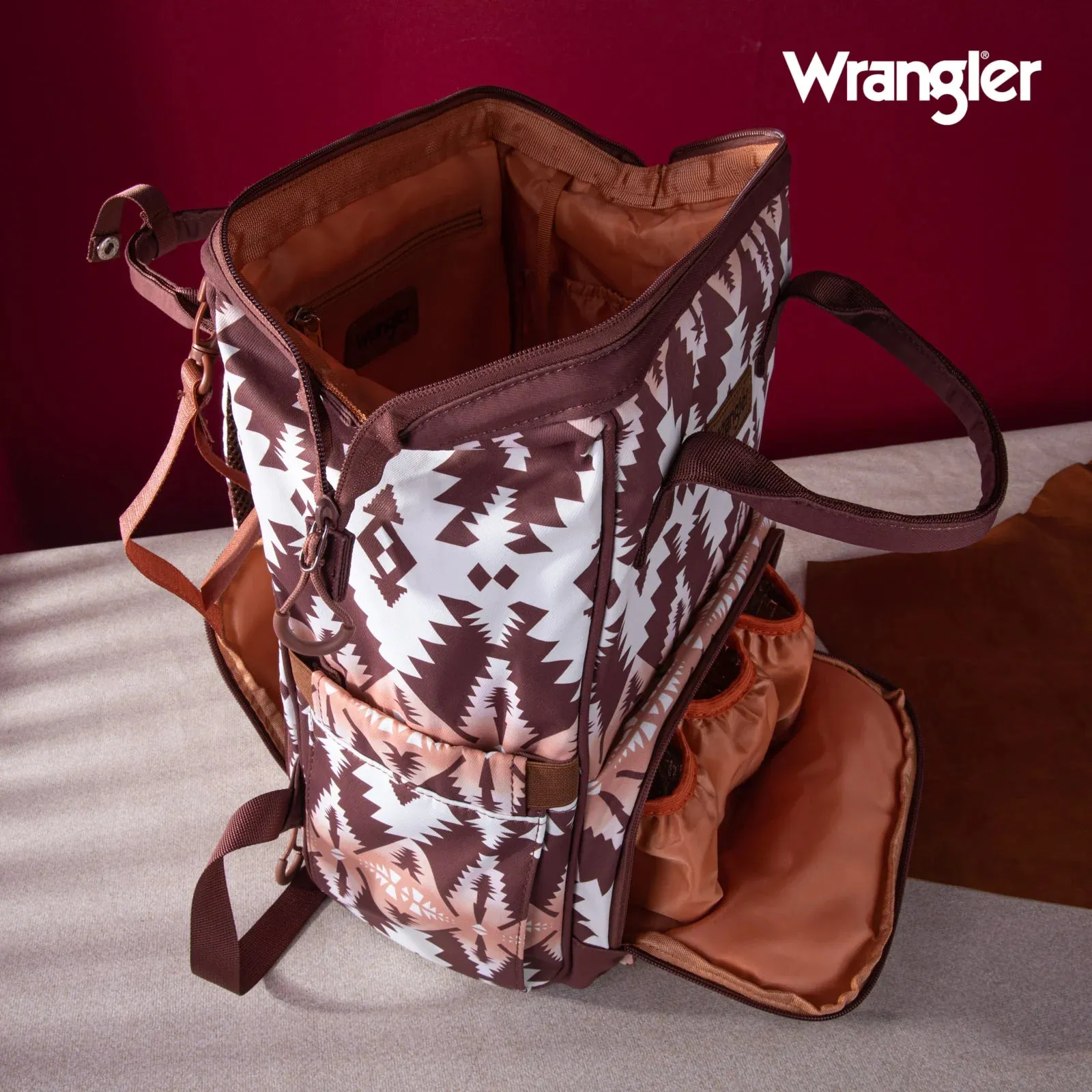 Wrangler Southwestern Pattern Dual Sided Print Multi-Function Backpack