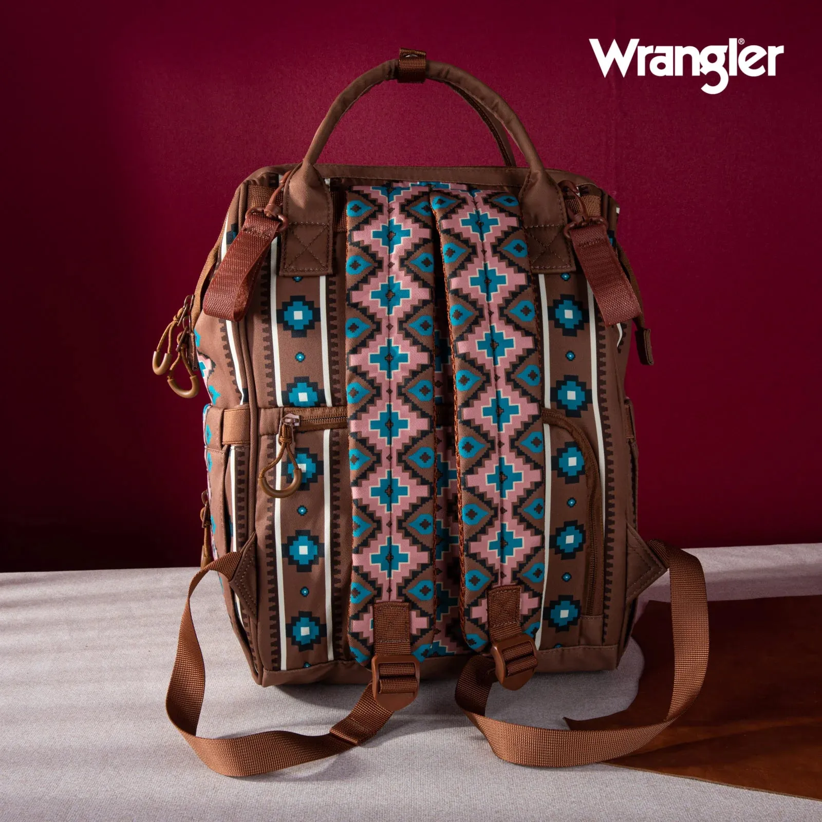 Wrangler Southwestern Pattern Dual Sided Print Multi-Function Backpack