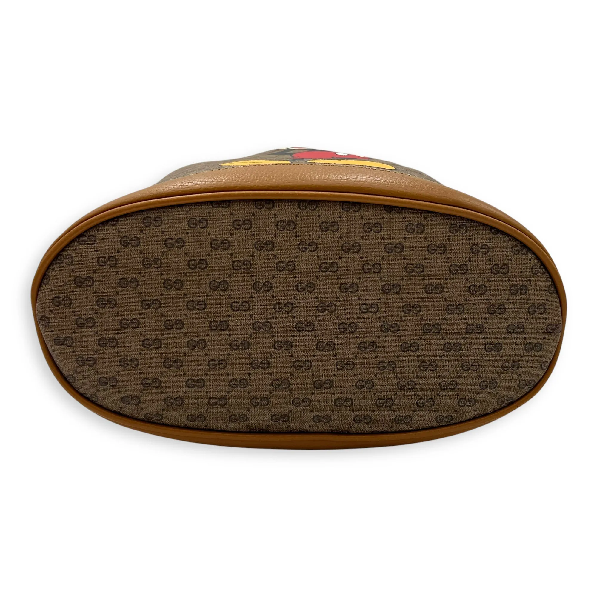 X Disney  Bucket Bag Brown in Coated Canvas, Gold hardware