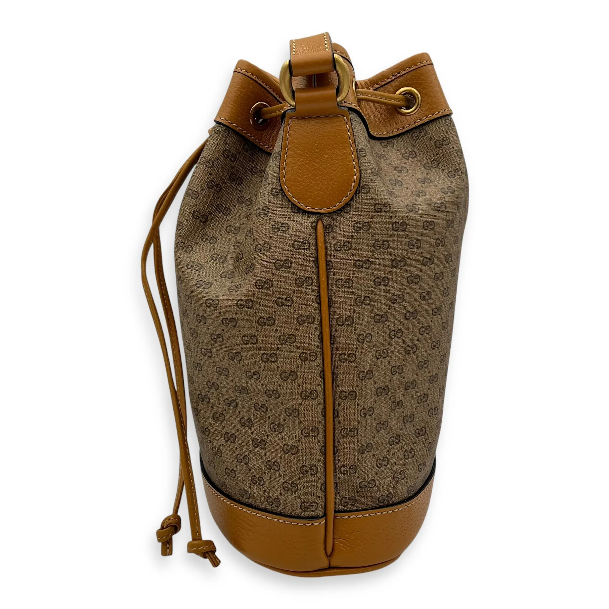 X Disney  Bucket Bag Brown in Coated Canvas, Gold hardware