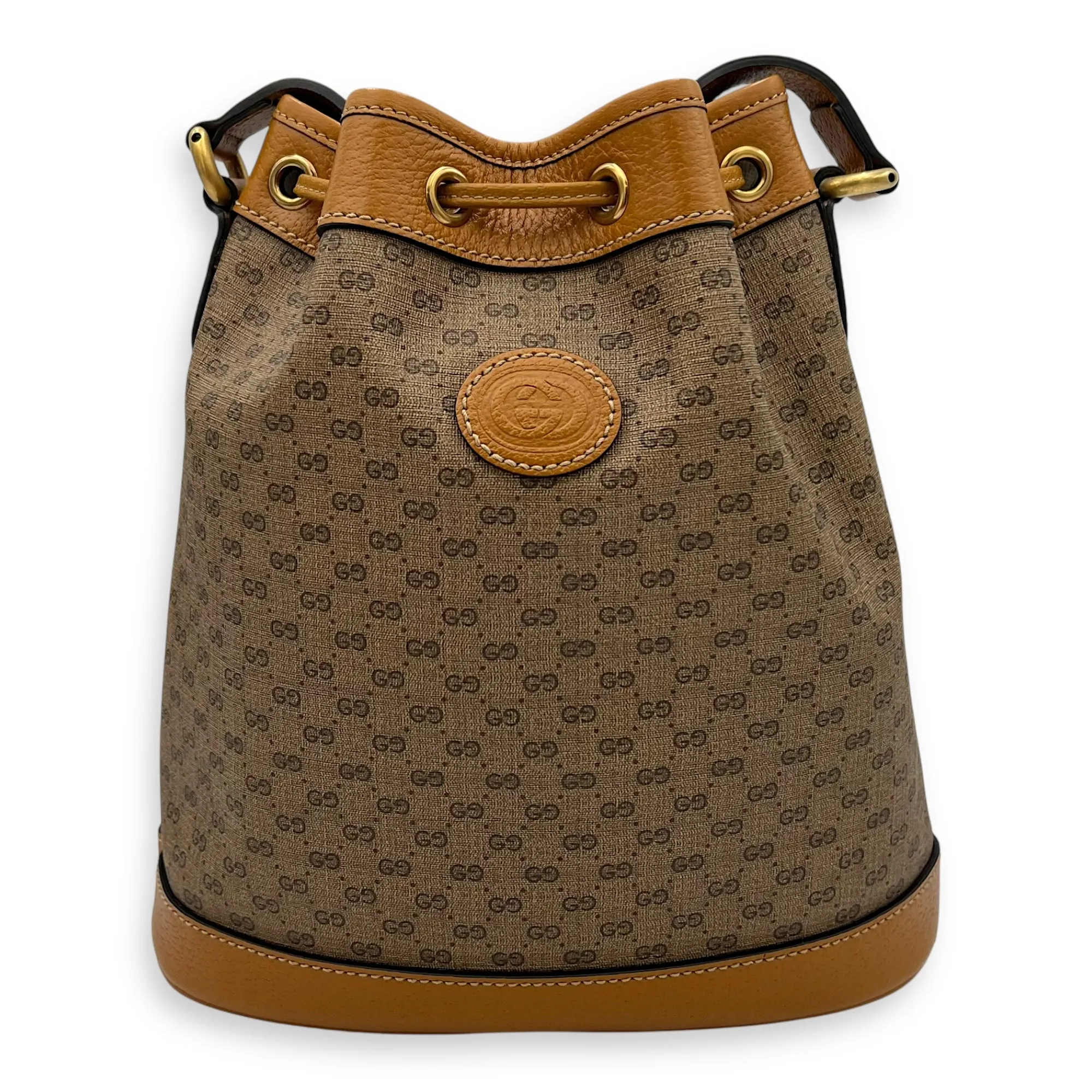 X Disney  Bucket Bag Brown in Coated Canvas, Gold hardware