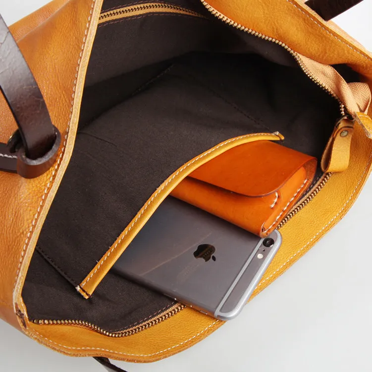 YAAGLE Brief Women Real Leather Contrast Color Handbag Tote YGBR6002