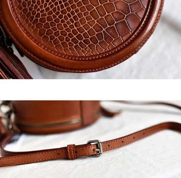 YAAGLE Female Personalized Real Leather Round Cross Body Bag YG8082
