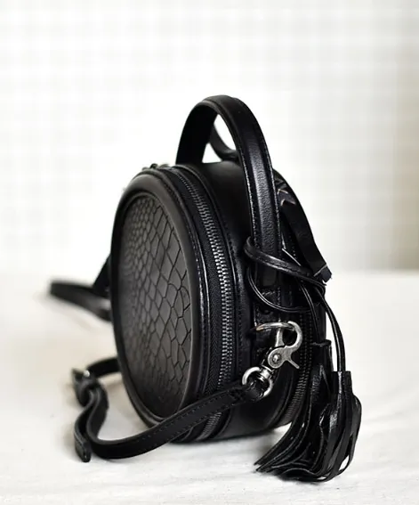 YAAGLE Female Personalized Real Leather Round Cross Body Bag YG8082