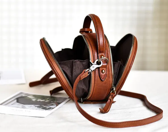 YAAGLE Female Personalized Real Leather Round Cross Body Bag YG8082