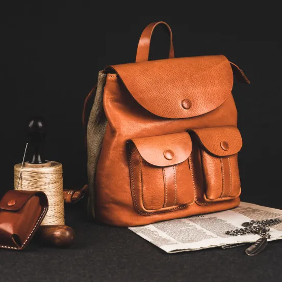 YAAGLE Girls' Personalized Tanned Leather Mini Backpack YGW8221