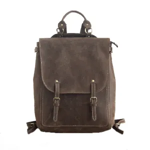 YAAGLE Men's Durable Crazy Horse Leather 15 inch Outdoor Travel Backpack YGPD1736