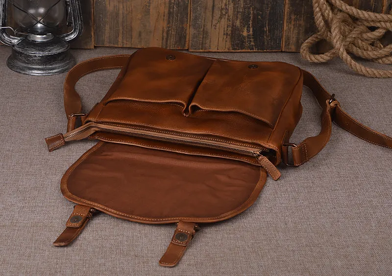 YAAGLE Men's Tanned Leather Business Briefcase Messenger Bag YG9042