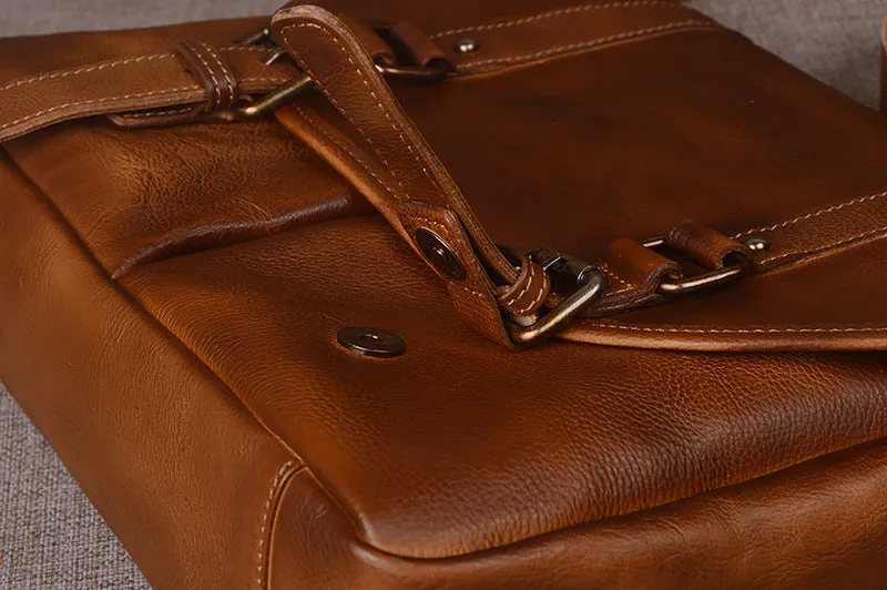 YAAGLE Men's Tanned Leather Business Briefcase Messenger Bag YG9042