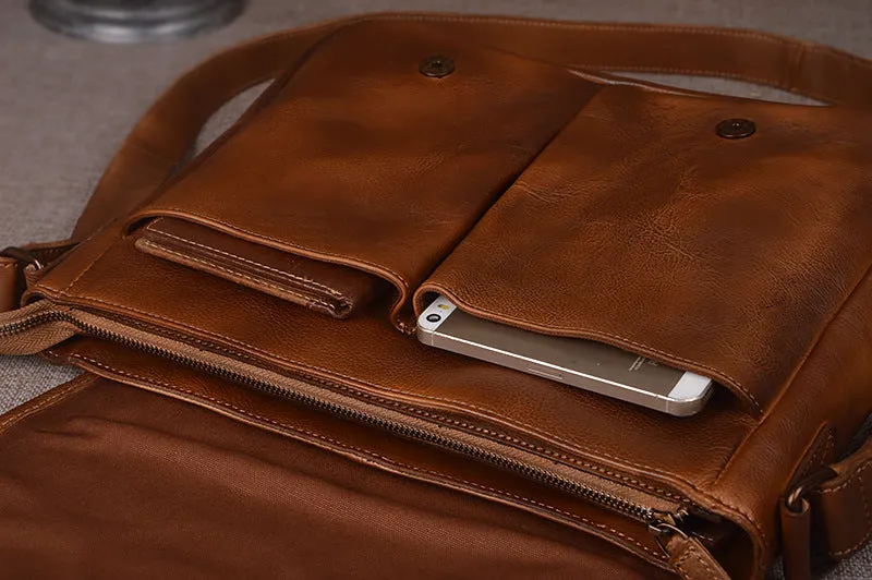 YAAGLE Men's Tanned Leather Business Briefcase Messenger Bag YG9042