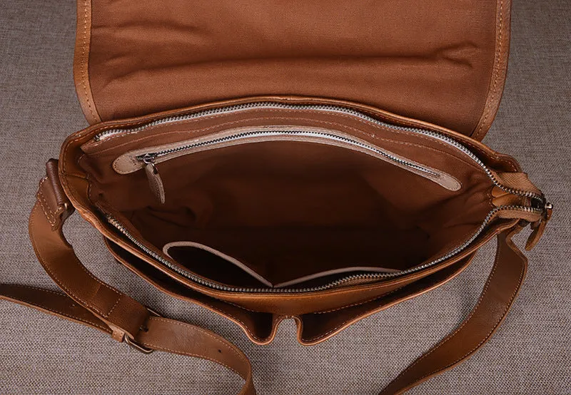YAAGLE Men's Tanned Leather Business Briefcase Messenger Bag YG9042