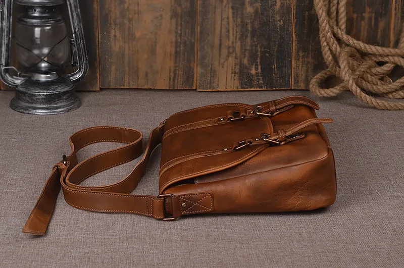 YAAGLE Men's Tanned Leather Business Briefcase Messenger Bag YG9042