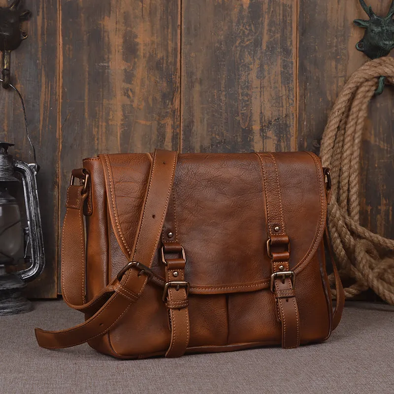 YAAGLE Men's Tanned Leather Business Briefcase Messenger Bag YG9042