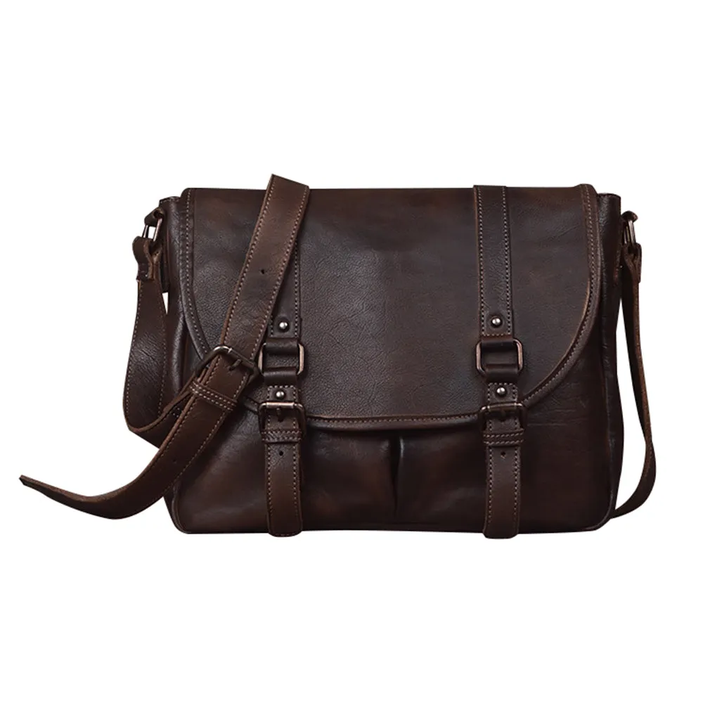 YAAGLE Men's Tanned Leather Business Briefcase Messenger Bag YG9042