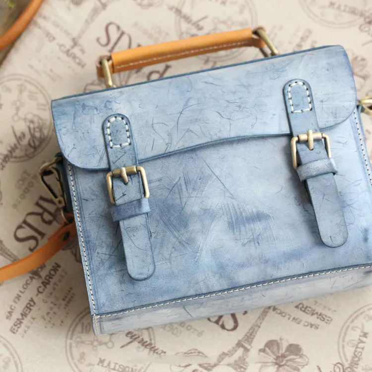 YAAGLE Sweet Girl's Tanned Leather Handmade Cross Body Handbag YGBR6047