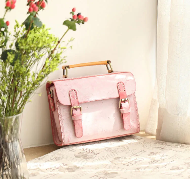 YAAGLE Sweet Girl's Tanned Leather Handmade Cross Body Handbag YGBR6047
