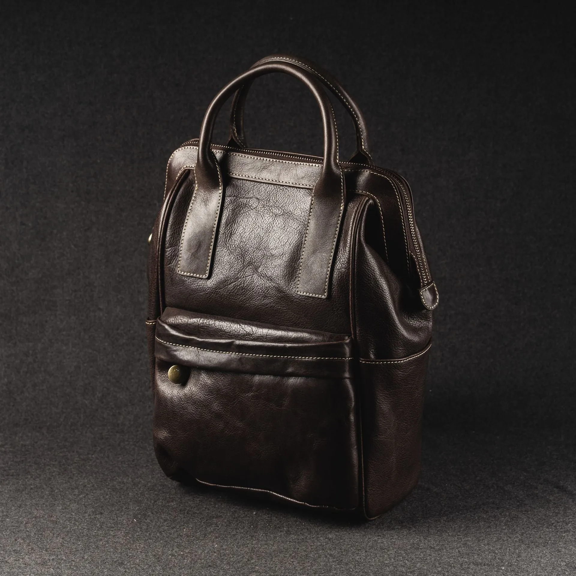 YAAGLE Unisex Vintage Tanned Leather Travel Backpack Tote YGM092