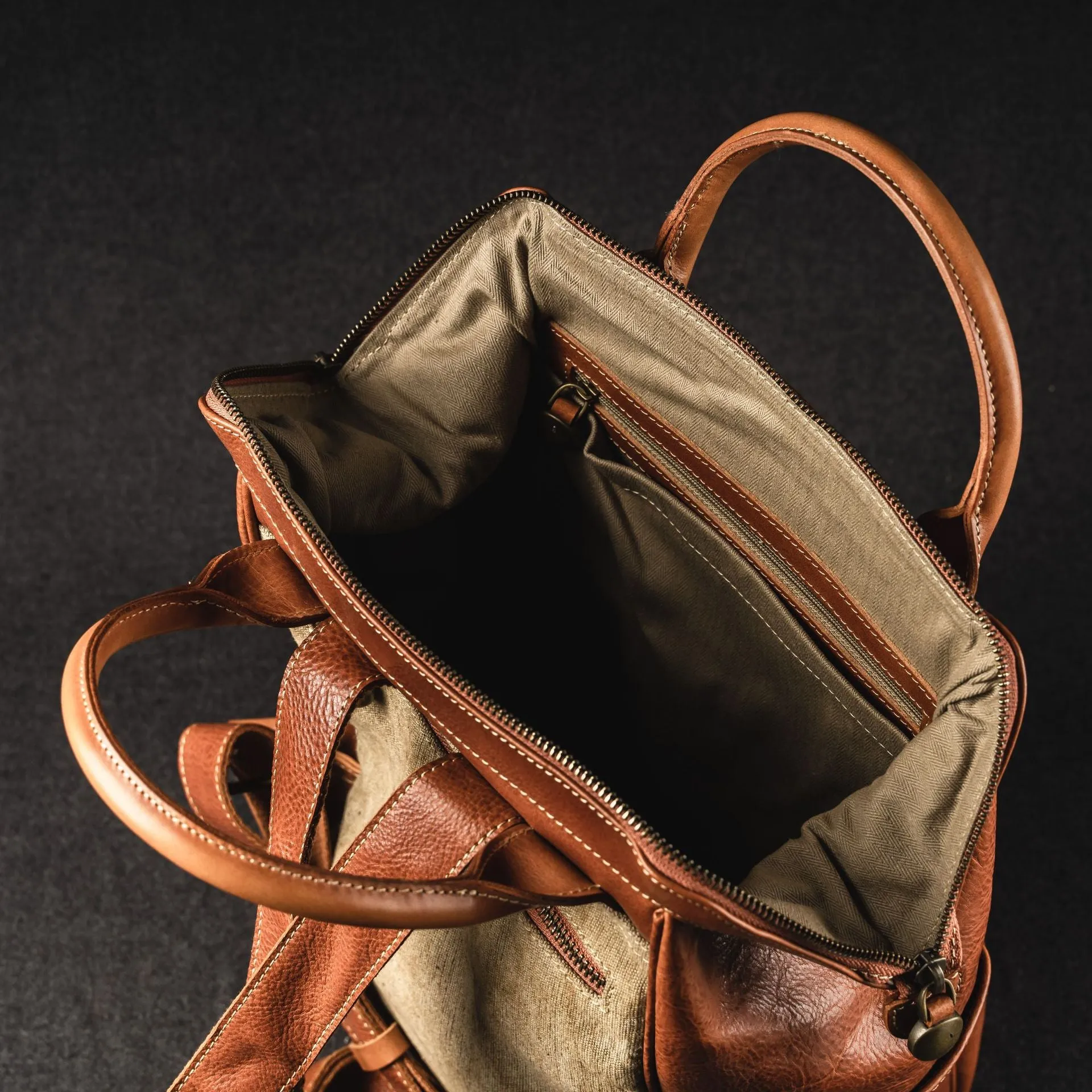 YAAGLE Unisex Vintage Tanned Leather Travel Backpack Tote YGM092