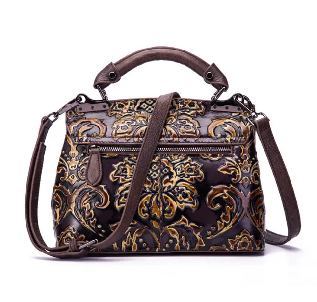 YAAGLE Women Retro National Embossed Shoulder Handbag YGWX107