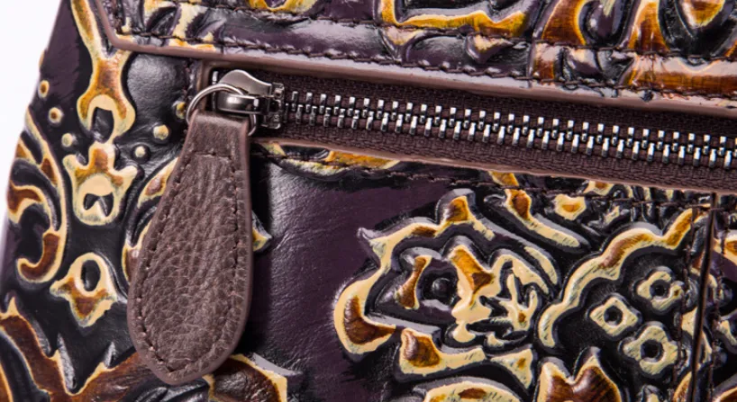 YAAGLE Women Retro National Embossed Shoulder Handbag YGWX107