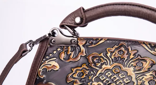 YAAGLE Women Retro National Embossed Shoulder Handbag YGWX107