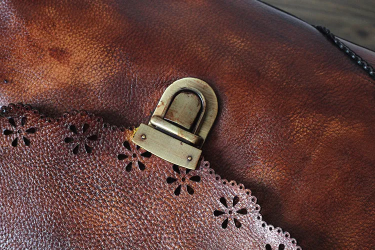 YAAGLE Women Vintage Tanned Leather Flap Shoulder Bag Tote YGPD2099