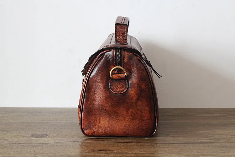 YAAGLE Women Vintage Tanned Leather Flap Shoulder Bag Tote YGPD2099