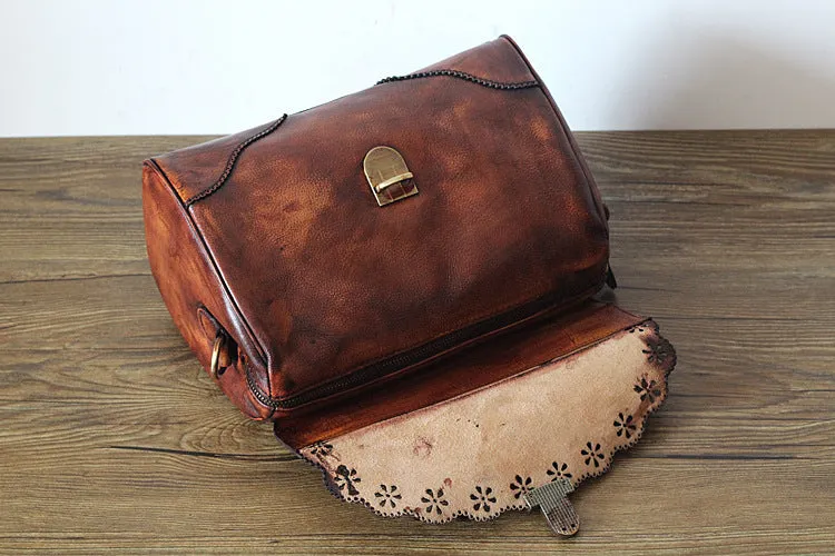 YAAGLE Women Vintage Tanned Leather Flap Shoulder Bag Tote YGPD2099